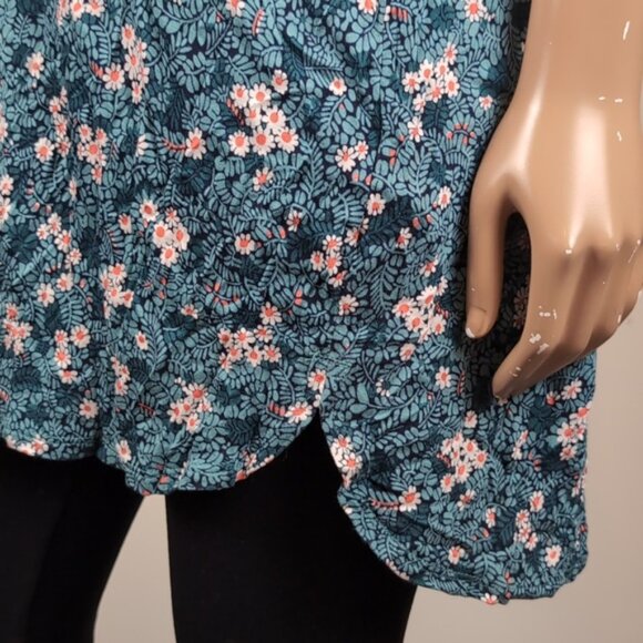 Joe Fresh Floral Tunic Top Womens Plus Size 3X Green Short Sleeve Tshirt - Picture 7 of 10